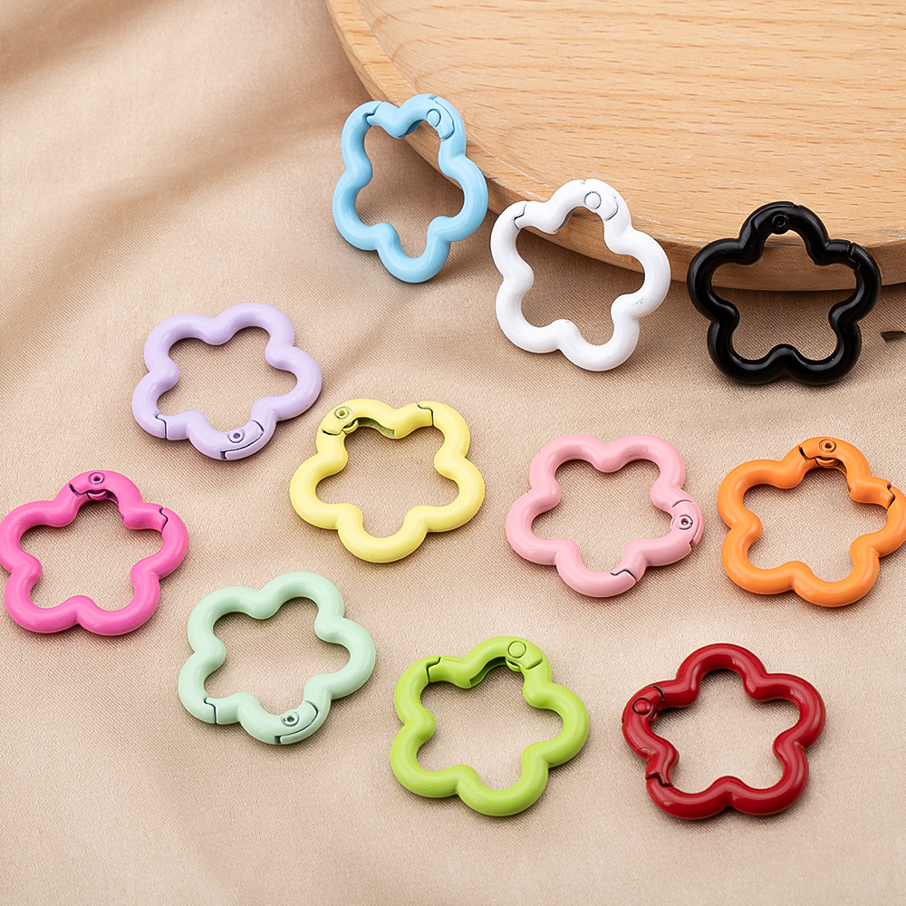 Jewelry Making Rings - 5/10pcs Colorful Flower-shaped Alloy Carabiner Rings