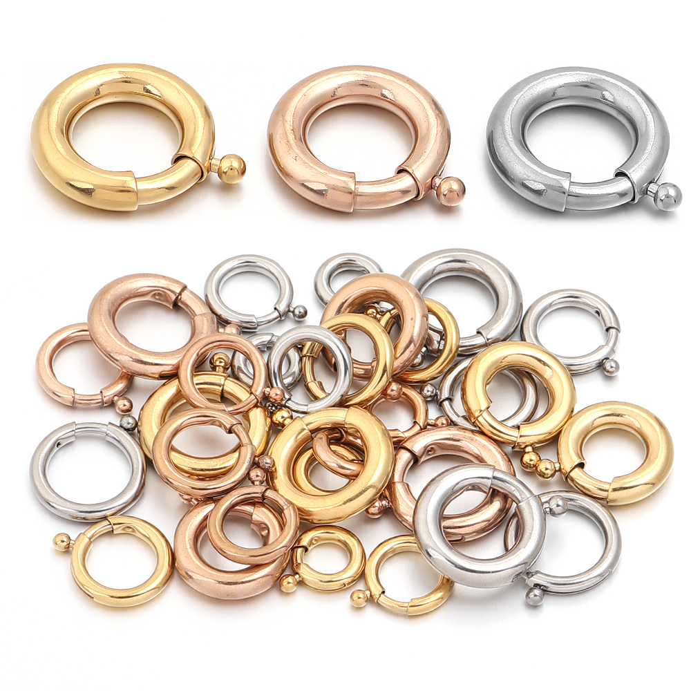 Jewelry Making Rings - 2pcs Stainless Steel Spring Clasps Round