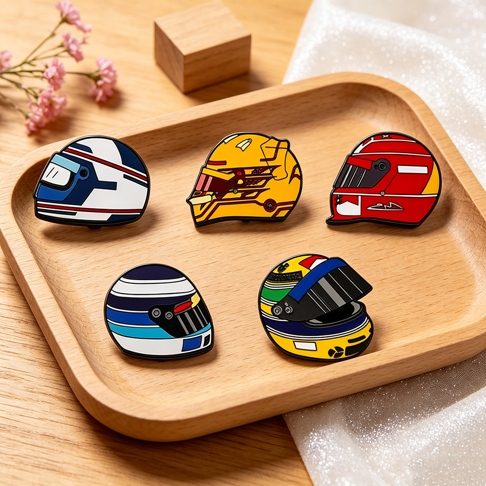 Jewelry Making Kit - 5pcs Racing Helmet Enamel Pin Set