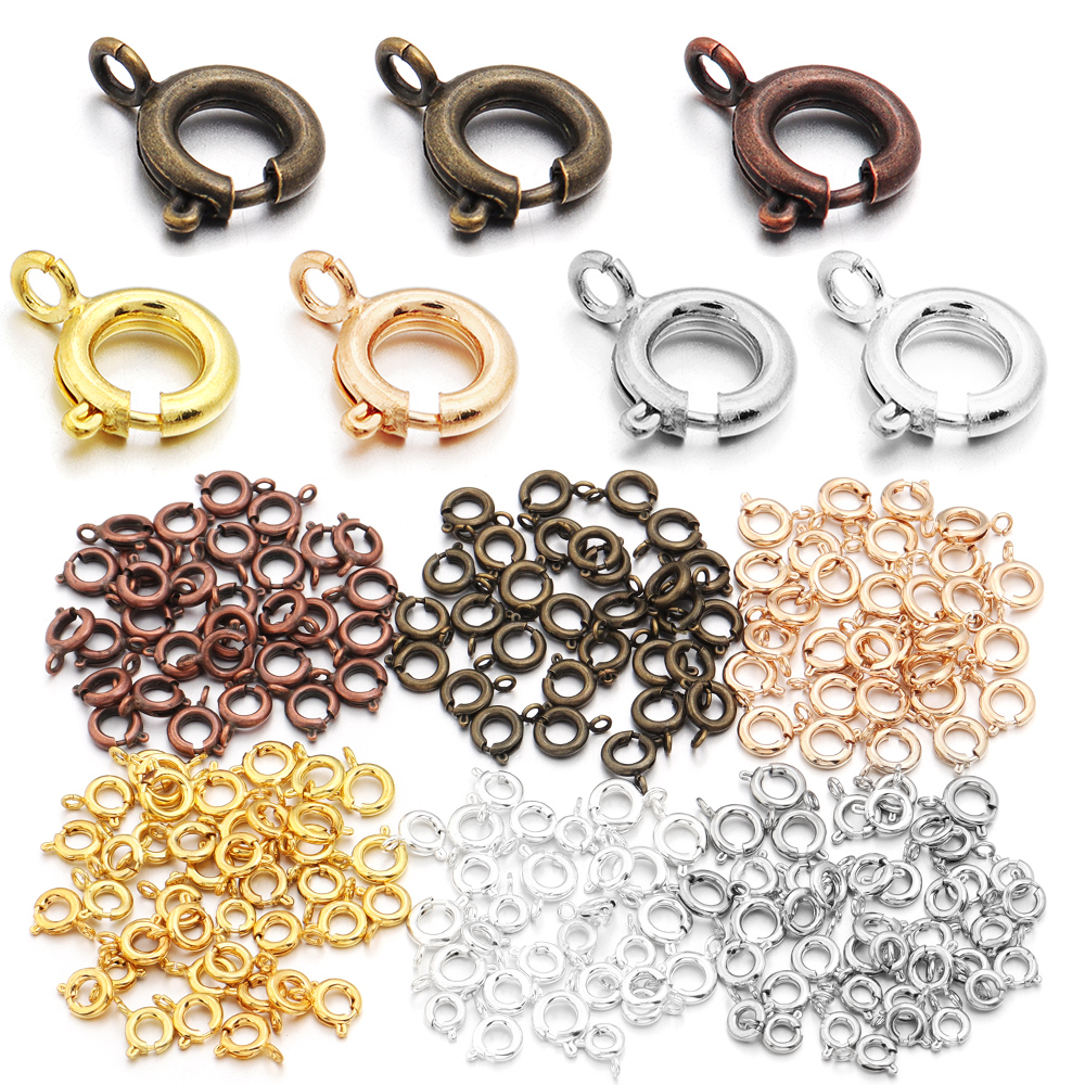 Jewelry Making Rings - 10Pcs Circle Spring Buttonr Copper Clasps