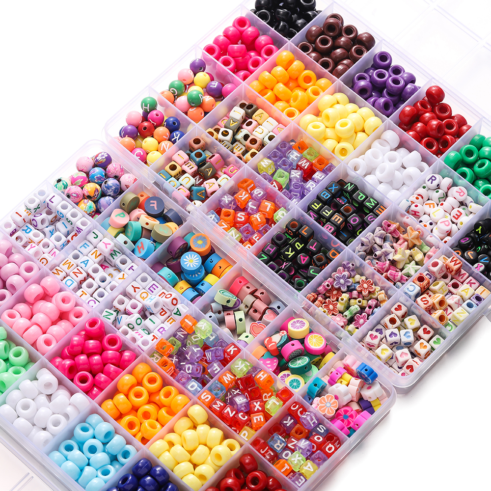 Jewelry Making Kit - 680pcs/Box Colorful Acrylic Pony Bead Square