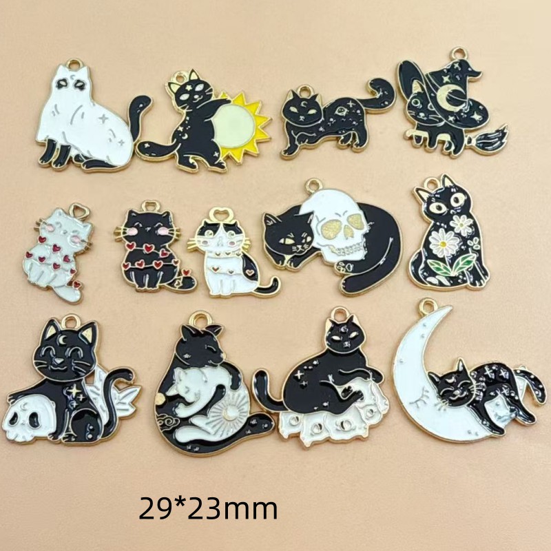 Jewelry Making Jewelry - 10pcs Original Alloy Enamel Black Cat