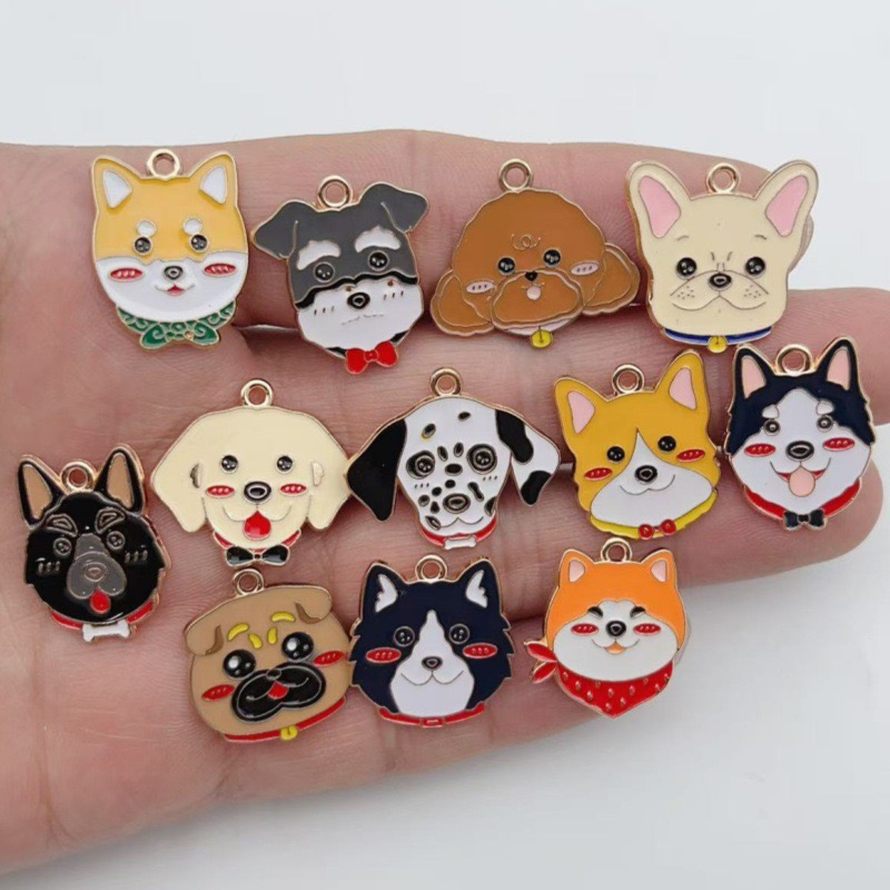 Jewelry Making Jewelry - 12pcs cartoon pet spotted dog alloy