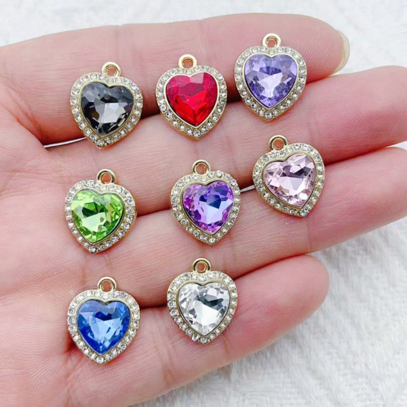 10pcs heart-shaped inlaid colo – Jewelry Making Jewelry recenzja i cena