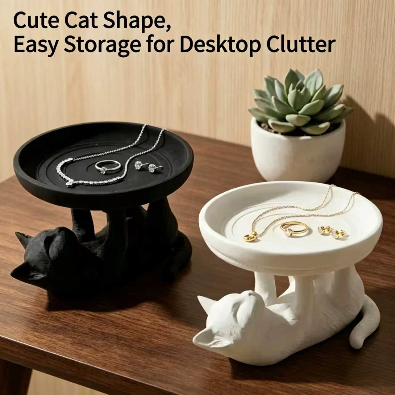 Cute Cat Shaped Desktop Storag – Jewelry Making Desk recenzja i cena