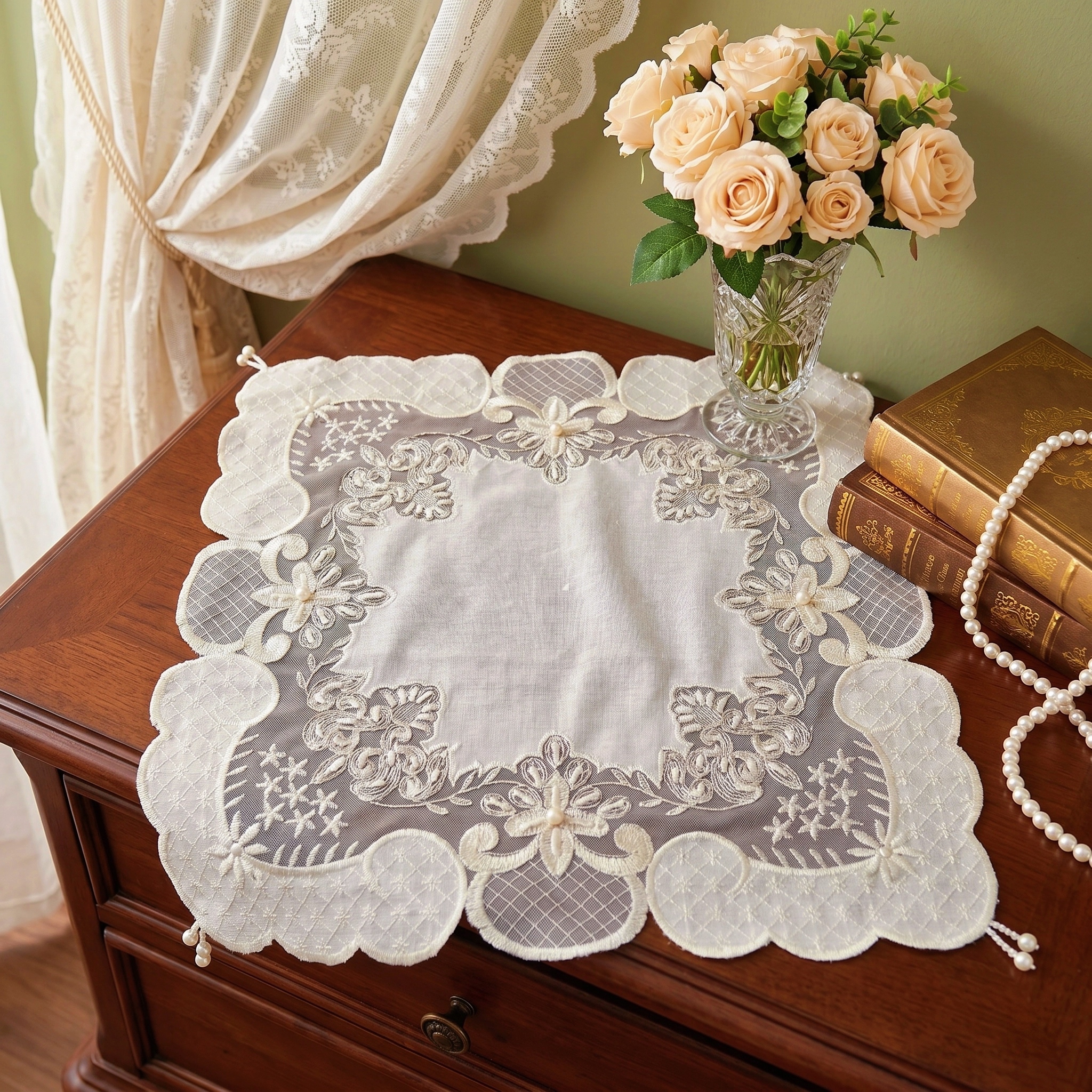 4pcs Square White Placemats Lu – Bead Mat Velvet recenzja i cena
